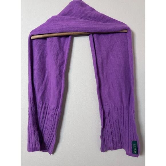 Vintage Lauren Ralph Lauren rabbit hair knitted scarf buttons purple one size - Picture 3 of 5